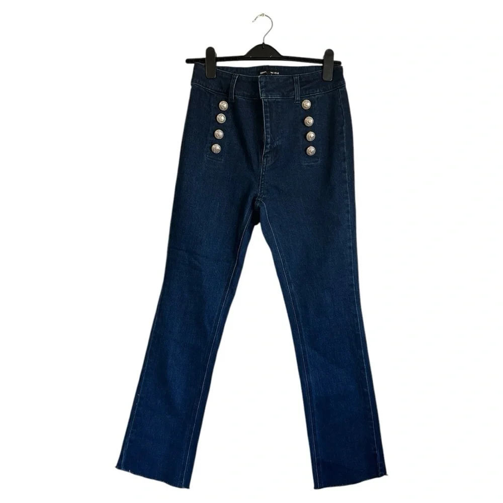 NWT GENERATION LOVE Justine Straight Leg Denim Pants Silvertone Buttons